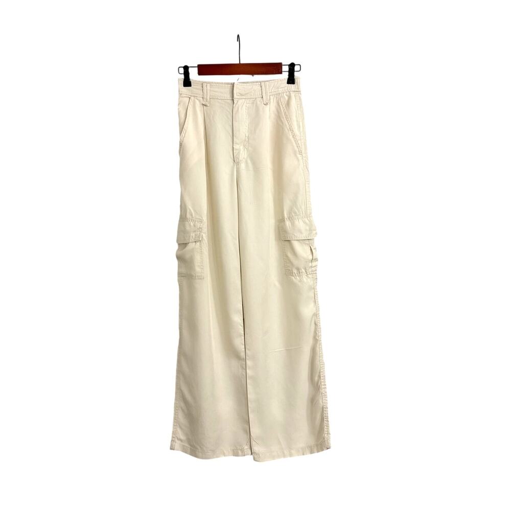 NWOT Hunten & Brown Cream Wide Leg Flowy Loose Cargo Utility Pants Small